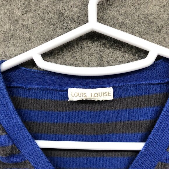 Louis Louise Girls Size 6 Cardigan Blue Stripe V-Neck Pima Cotton Button Front - Picture 5 of 11
